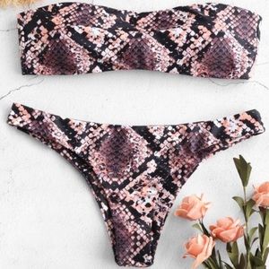 Snake Print Bandeau Bikini Set
